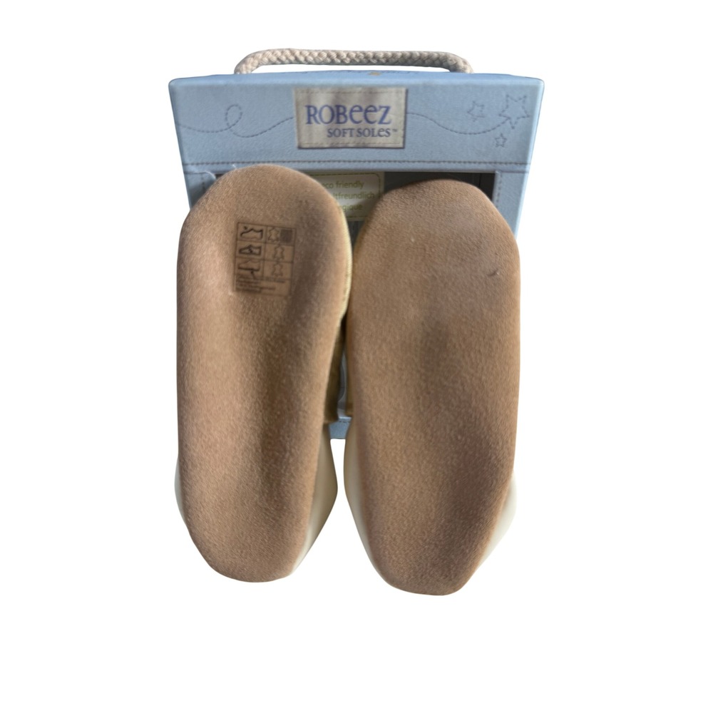 Robeez Boys Organic Dig Cream Dinosaur Soft Sole Shoes Toddler Size 3-4 Yr w/box - Picture 9 of 10